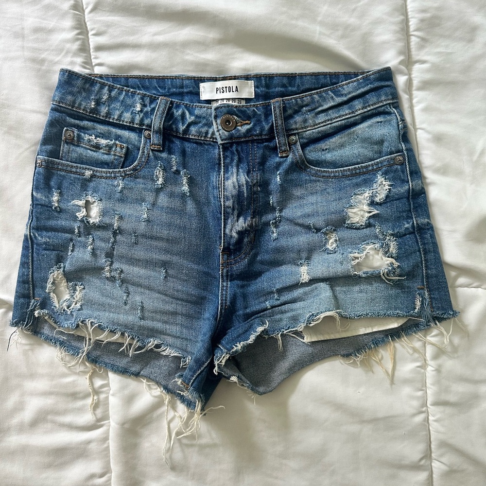 Pistola Ripped Blue Jean Shorts